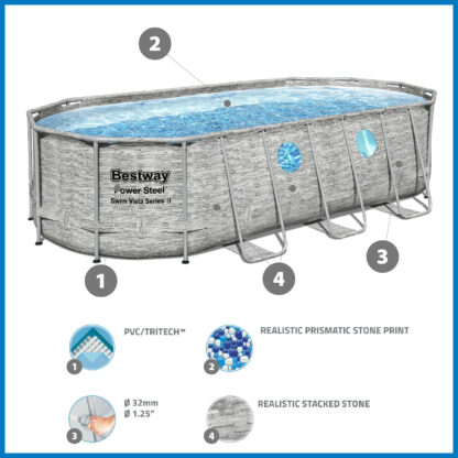 Pack Piscina Bestway Power Steel Ovalada 549x274x122 cm Accesorios de Mantenimiento de Piscina y Robot Limpiafondos Incluidos - Imagen 5