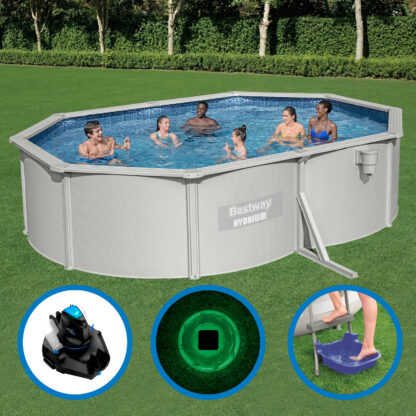 Pack Piscina Bestway Ovalada 500x360x120 cm y depuradora Accesorios de Mantenimiento de Piscina y Robot Limpiafondos Incluido - Imagen 2