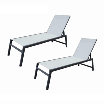 Conjunto de 2 Tumbonas de Jardín Chillvert Pisa 203x64x43 cm Fabricadas en Aluminio con Almohada Incluida Gris Claro y Antracita