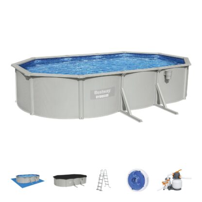 Piscina Desmontable Ovalada con Pared de Acero Reforzado Bestway Hydrium 610x360x120 cm con Depuradora de Arena de 5.678 L/h