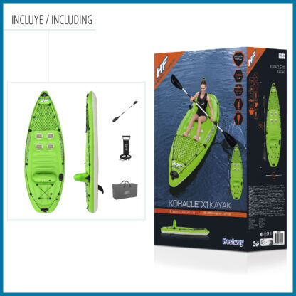 Kayak Hinchable de Pesca Bestway Hydro-Force Koracle 285x92x57cm Individual con Remo, Aletas, Bomba Manual y Bolsa de Transporte - Imagen 6