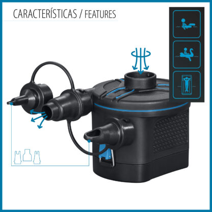 Inflador Eléctrico Portátil con Pilas Power Touch Bestway 3 Adaptadores Válvulas | Ligero Compacto | Inflado y Desinflado 2 en 1 - Imagen 3