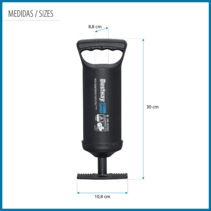 Inflador Manual Bestway Air Hammer 30 cm con Manguera Flexible 80 cm 3 Adaptadores Válvulas | Mango Adaptado y Fácil Instalación - Imagen 4