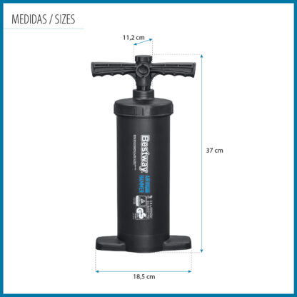 Inflador Manual Bestway Air Hammer 37 cm con Manguera Flexible 80 cm 3 Adaptadores Válvulas | Mango Adaptado y Fácil Instalación - Imagen 4