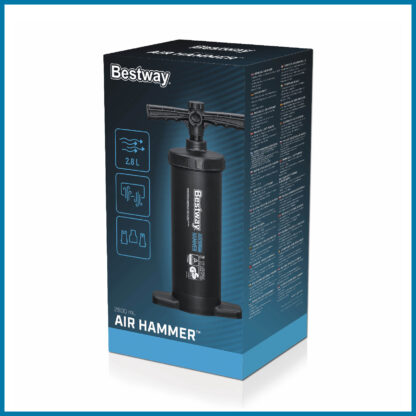 Inflador Manual Bestway Air Hammer 37 cm con Manguera Flexible 80 cm 3 Adaptadores Válvulas | Mango Adaptado y Fácil Instalación - Imagen 6