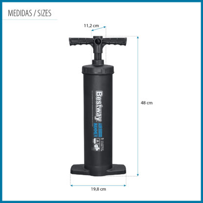 Inflador Manual Bestway Air Hammer 48 cm con Manguera Flexible 80 cm 3 Adaptadores Válvulas | Mango Adaptado y Fácil Instalación - Imagen 4