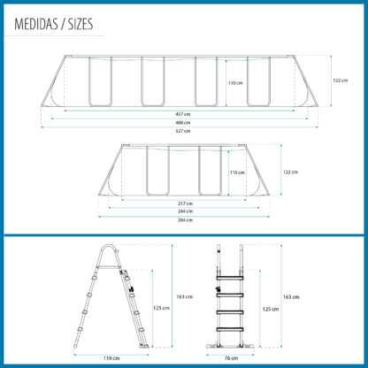 Piscina Desmontable Bestway Power Steel 488x244x122 cm Depuradora Cartucho 3.028 L/h, Escalera, Cobertor y Dispensador Químico - Imagen 4