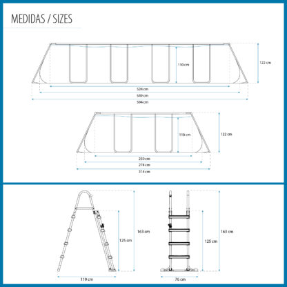 Piscina Desmontable Bestway Power Steel 549x274x122 cm Depuradora Cartucho 5.678 L/h, Escalera, Cobertor y Dispensador Químico - Imagen 4