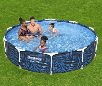 Piscina Desmontable Bestway Steel Pro Ø305x66 cm con Capaciadad de 4.062 Litros, Diseño de Hojas de Palma Azul - Imagen 2