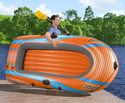 Barca Hinchable para 2 Adultos y 1 Niño Bestway Kondor Elite Raft 3000 246x122x45 cm con 2 Remos y Bomba Manual Incluida - Imagen 5