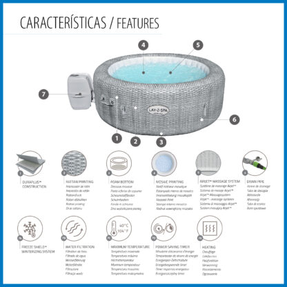 Spa Hinchable Bestway Lay-Z-Spa Honolulu Smart AirJet Ø196x71 cm para 4-6 Personas con Airjet, Cobertor y Conexión App - Imagen 3