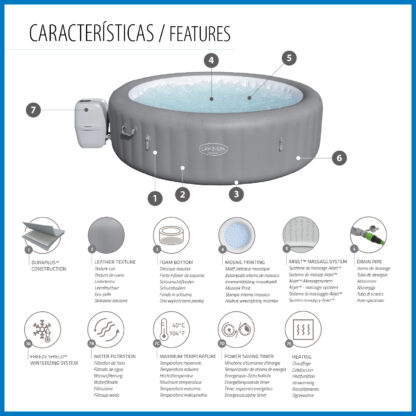 Spa Hinchable Bestway Lay-Z-Spa Granada Smart AirJet Ø236x71 cm para 8 Personas con Airjet, Cobertor y Conexión App - Imagen 3