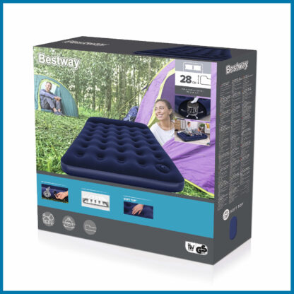 Colchón Hinchable de Aire Doble Full Bestway 191x137x22 cm Azul | Soporta hasta 300 kg | Colchoneta Camping | Almohada Integrada - Imagen 6