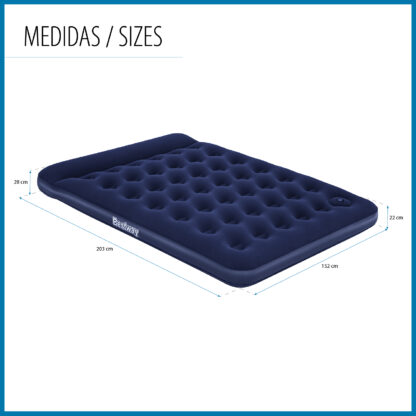 Colchón Hinchable de Aire Queen Bestway 203x152x28 cm Azul | Soporta hasta 300 kg | Colchoneta Camping | Almohada Integrada - Imagen 4