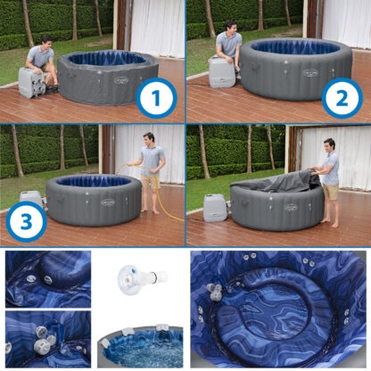 Spa Hinchable Bestway Lay-Z-Spa Santorini Smart Luxe Ø180x66 cm para 5-7 Personas con Airjet, HydroJet, Luz LED y Conexión App - Imagen 7