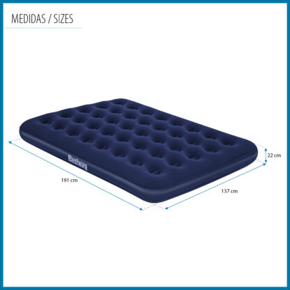 Colchón Hinchable de Aire Doble Full Bestway 191x37x22 cm Azul | Soporta hasta 300 kg | Inflador Eléctrico 220V Incluido - Imagen 4