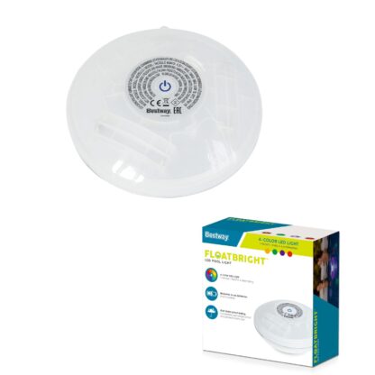 Luz LED Flotante para Piscinas Bestway FloatBright 15x14,2x6,7 cm 4 Colores, 7 Modos de Iluminación y Apagado Automático