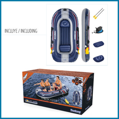 Barca Hinchable para 2 Adultos y 1 Niño Bestway Hydro-Force Treck X2 255x127x36 cm con 2 Remos y Bomba de Pie Incluida - Imagen 6