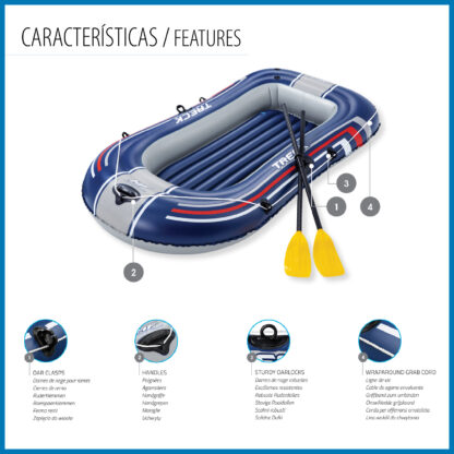 Barca Hinchable para 2 Adultos Bestway Hydro-Force Treck X1 228x121x32 cm con 2 Remos y Bomba de Pie Incluida - Imagen 3