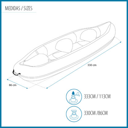 Kayak Hinchable Bestway Hydro-Force Ventura Elite X2 330x86x48 cm con 2 Remos, 2 Aletas, 1 Bomba Manual y Bolsa de Transporte - Imagen 4