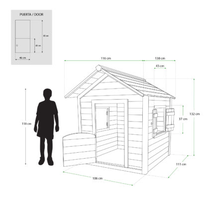 Casita Infantil de Madera Robincool Kela 1,6 m² de 138x116x132 cm con Puerta Abatible, Ventanas y Suelo - Imagen 4