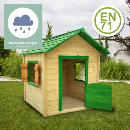 Casita Infantil de Madera Robincool Kela 1,6 m² de 138x116x132 cm con Puerta Abatible, Ventanas y Suelo - Imagen 5