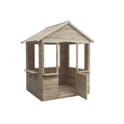 Casita Infantil de Madera Robincool Adele 1,2 m² de 120x108x138 cm Diseño Abierto con Ventanas, Puerta Abatible y Suelo