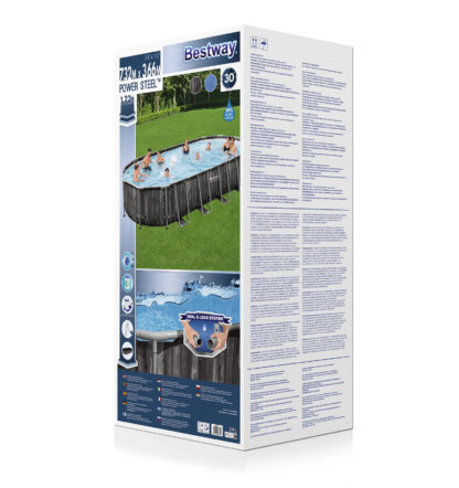 Pack Piscina Bestway Power Steel Oval 732x366x122 cm Depuradora, Kit de Limpieza, Cobertor, Tapiz, Escalera y Flotador Hinchable - Imagen 5