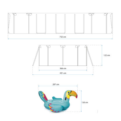 Pack Piscina Bestway Power Steel Oval 732x366x122 cm con Depuradora, Kit de Limpieza, Cobertor, Escalera y Flotador Hinchable - Imagen 4