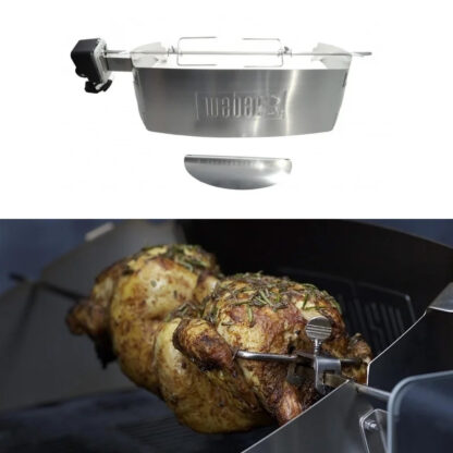 Grelha Rotativa Weber com Motor Elétrico 220 V, 2 Garfos e Haste em Aço Inox para Churrasqueiras Série Q 300/3000 - Image 3