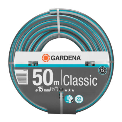 Mangueira Gardena Classic de 50 metros de comprimento e 15 mm de diâmetro (5/8") com pressão suportável de 22 bar