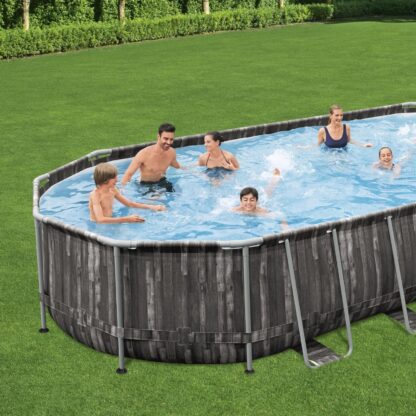 Piscina Desmontable Tubular Bestway Power Steel Oval Diseño Madera 732x366x122 cm con Depuradora Cartucho 9.463 L/H con Cobertor y Escalera - Imagen 2