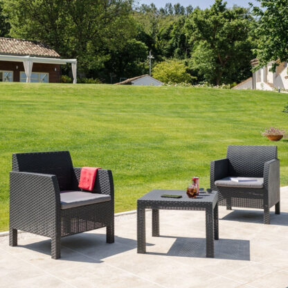 Conjunto Jardim e Terraço Toomax Matilde 2 com 2 Poltronas com Almofada 65x65x75 cm + Mesa de Centro 59x59x43 cm Efeito Rattan - Image 2