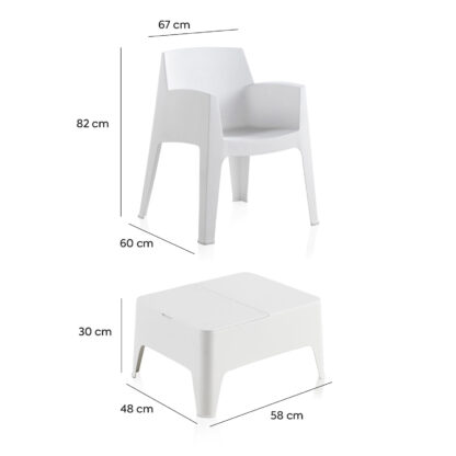 Conjunto de Jardín y Terraza Sp Berner Costa con 2 Sillas 60x67x82 cm y 1 Mesa Auxiliar 58x48x30 cm de Resina - Imagen 4