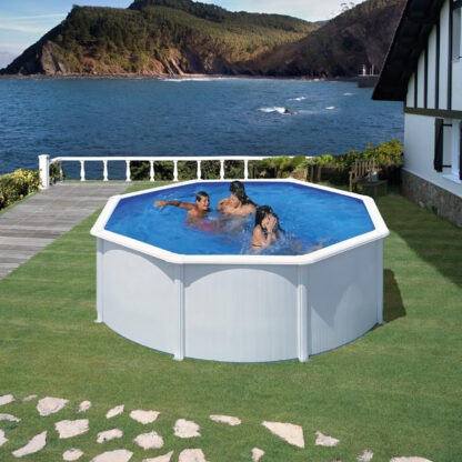 Gre Fidji Piscina Redonda de Aço 350x120 cm Escada com Plataforma e Purificador de Areia 4.000 L/h, Cor Branca - Image 2