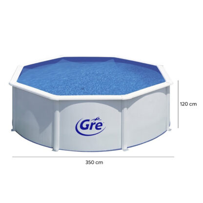 Gre Fidji Piscina Redonda de Aço 350x120 cm Escada com Plataforma e Purificador de Areia 4.000 L/h, Cor Branca - Image 4