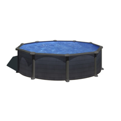 Gre Kea Piscina Redonda de Aço 460x120 cm Escada com Plataforma e Purificador de Areia 4.000 L/h, Cor Antracite