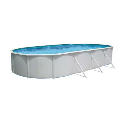 Toi Magnum Piscina Redonda de Aço Escada 550x132 cm, Purificador de Areia 6.000 L/h e Tapeçaria, Branco