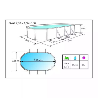 Toi Magnum Piscina Redonda de Aço Escada 550x132 cm, Purificador de Areia 6.000 L/h e Tapeçaria, Branco - Image 4