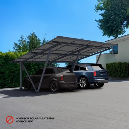 Marquesina Fotovoltaica de 2 Plazas Gardiun Pearson 715x556x366cm Cochera de Aluminio | Vierteaguas y 20 Paneles Solares de 410W - Imagen 2