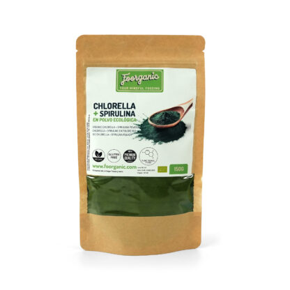 Chlorella + Spirulina en Polvo Ecológicas Foorganic Pack  150g | Superalimentos Naturales Sin Aditivos | Producido en España | Vegano |Algas Puras