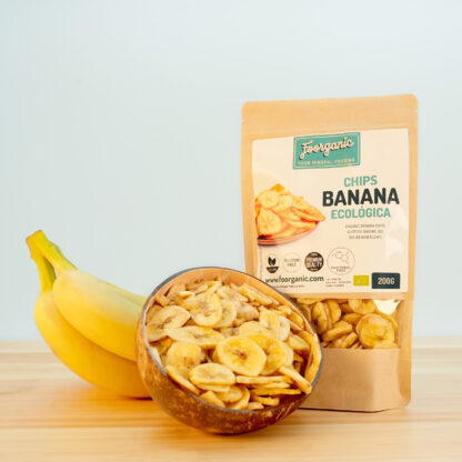 Banana Chips Ecológicos Foorganic Pack 200g | Snack Natural Sin Aditivos | Producido en España | Vegano | Fuente de Energía y Rico en Fibra - Imagen 2