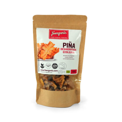 Piña Deshidratada Ecológica FoorganicPack  125 g Snack Natural | Sin Aditivos | Producido en España | Sin azúcares añadidos