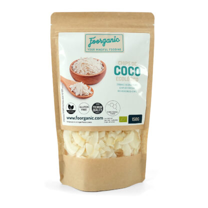 Chips de Coco Ecológicos Foorganic Pack  150g | Snack Natural | Sin Aditivos | Producido en España | Vegano | Crujiente | sabor auténtico y fresco