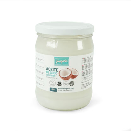 Aceite de Coco Ecológico Foorganic bote 400g | Virgen Extra y Prensado en Frío | Uso Alimentario y Cosmético | Natural y Versátil