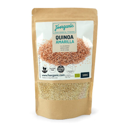 Quinoa Amarilla Ecológica Foorganic Pack  500g | Proteínas y Fibra | Sin Gluten | Producido en España | Ideal para Platos Saludables y Nutritivos