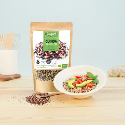 Quinoa Tricolor Ecológica Foorganic Pack  500g Superalimento Sin Gluten | Producido en España | Vegano Fuente Natural de Proteínas y Fibra | Sin aditivos - Imagen 2