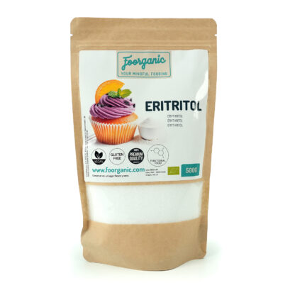 Eritritol Ecológico Foorganic Pack  500g | Edulcorante Natural Sin Calorías | Producido en España | Vegano y Sin Aditivos | Dietas Keto