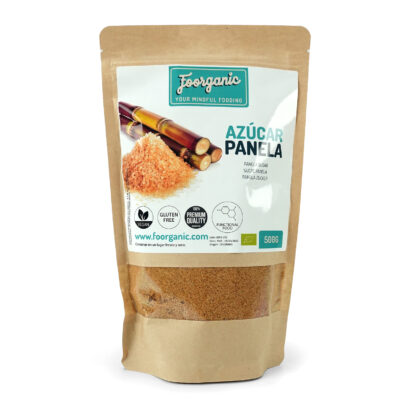 Azúcar Panela Ecológica FoorganicPack  500g | Endulzante Natural de Caña Sin Refinar | Producido en España |Rico en Nutrientes |Sin aditivos | Vegano