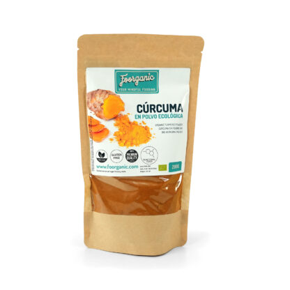 Cúrcuma Ecológica en Polvo Foorganic Pack  200g | Superalimento Natural Sin Aditivos | Producido en España | Vegano | Antioxidante y antiinflamatorio